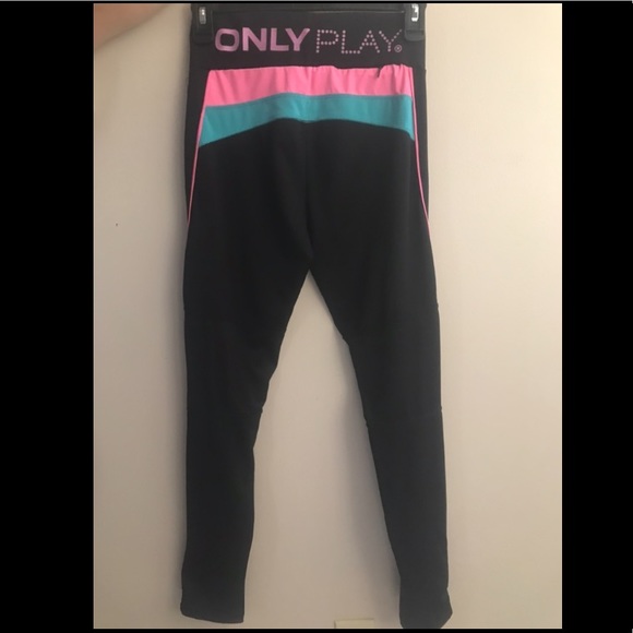 Black leggings with pink and blue details - Picture 2 of 4